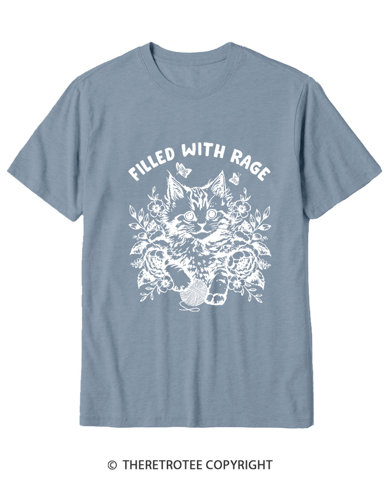 TheRetroTee Filled With Rage Funny Cat Cotton T-Shirt