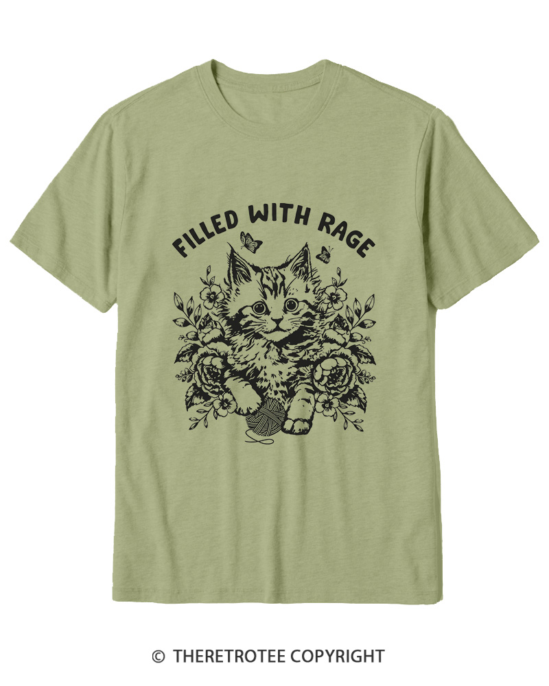 TheRetroTee Filled With Rage Funny Cat Cotton T-Shirt