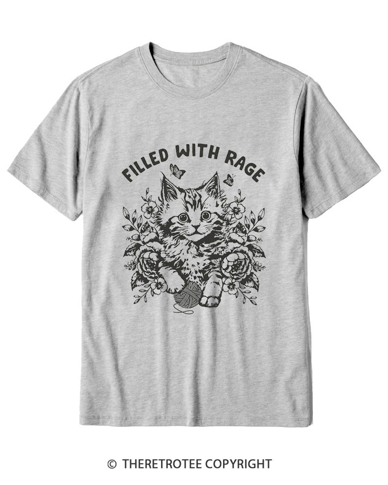 TheRetroTee Filled With Rage Funny Cat Cotton T-Shirt