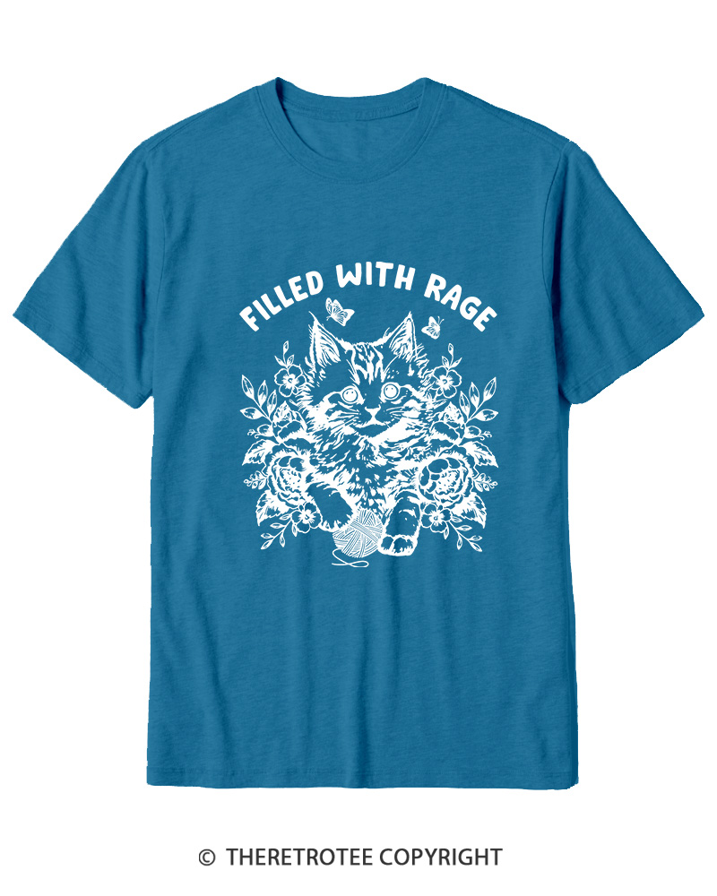 TheRetroTee Filled With Rage Funny Cat Cotton T-Shirt