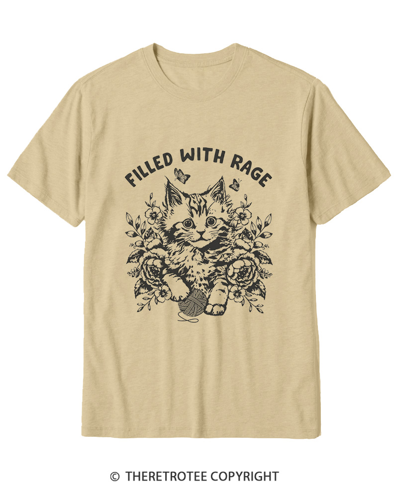 TheRetroTee Filled With Rage Funny Cat Cotton T-Shirt