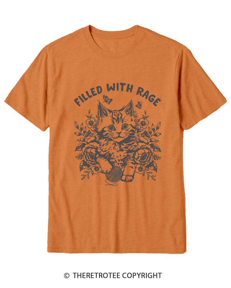 TheRetroTee Filled With Rage Funny Cat Cotton T-Shirt