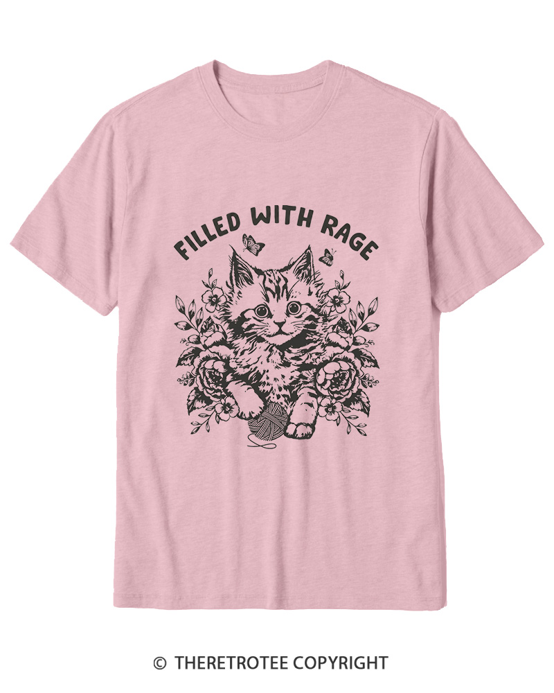 TheRetroTee Filled With Rage Funny Cat Cotton T-Shirt