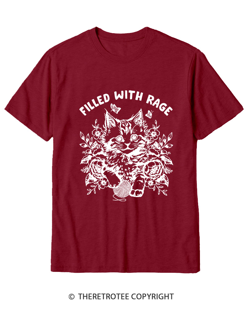 TheRetroTee Filled With Rage Funny Cat Cotton T-Shirt