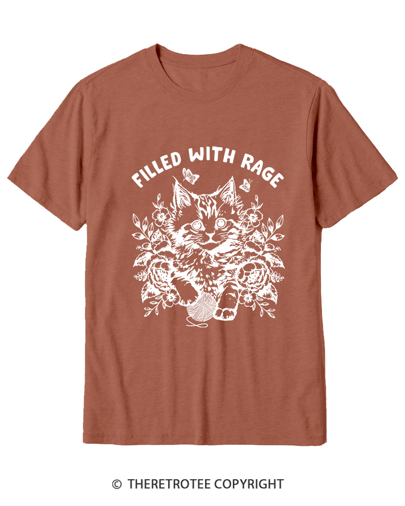 TheRetroTee Filled With Rage Funny Cat Cotton T-Shirt