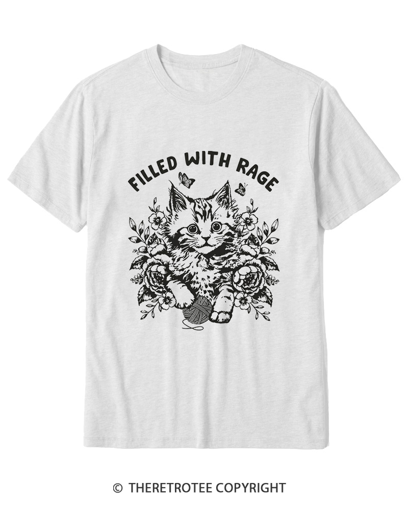 TheRetroTee Filled With Rage Funny Cat Cotton T-Shirt