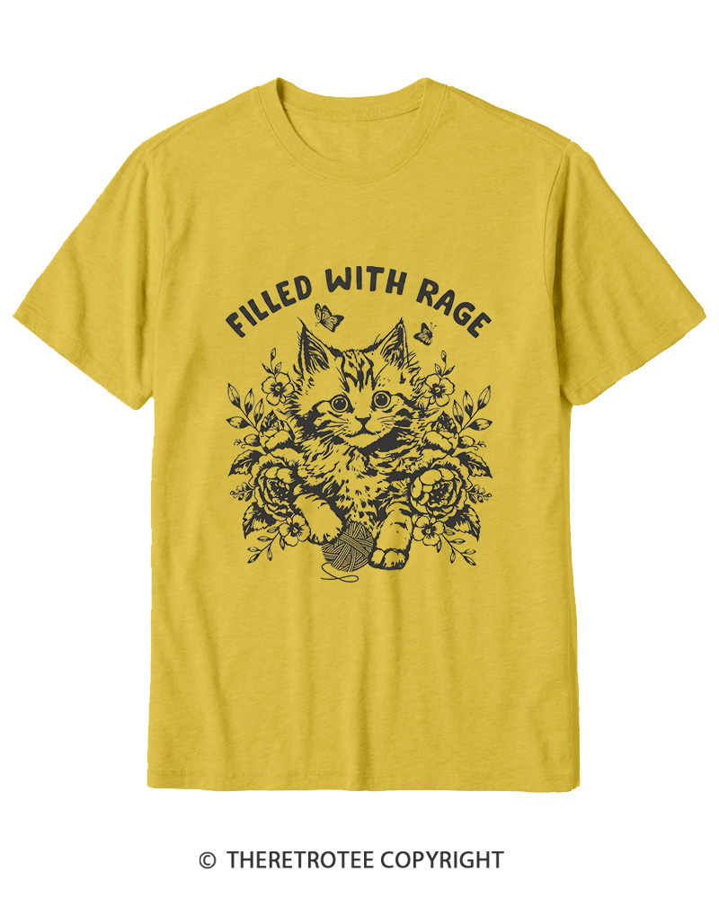 TheRetroTee Filled With Rage Funny Cat Cotton T-Shirt