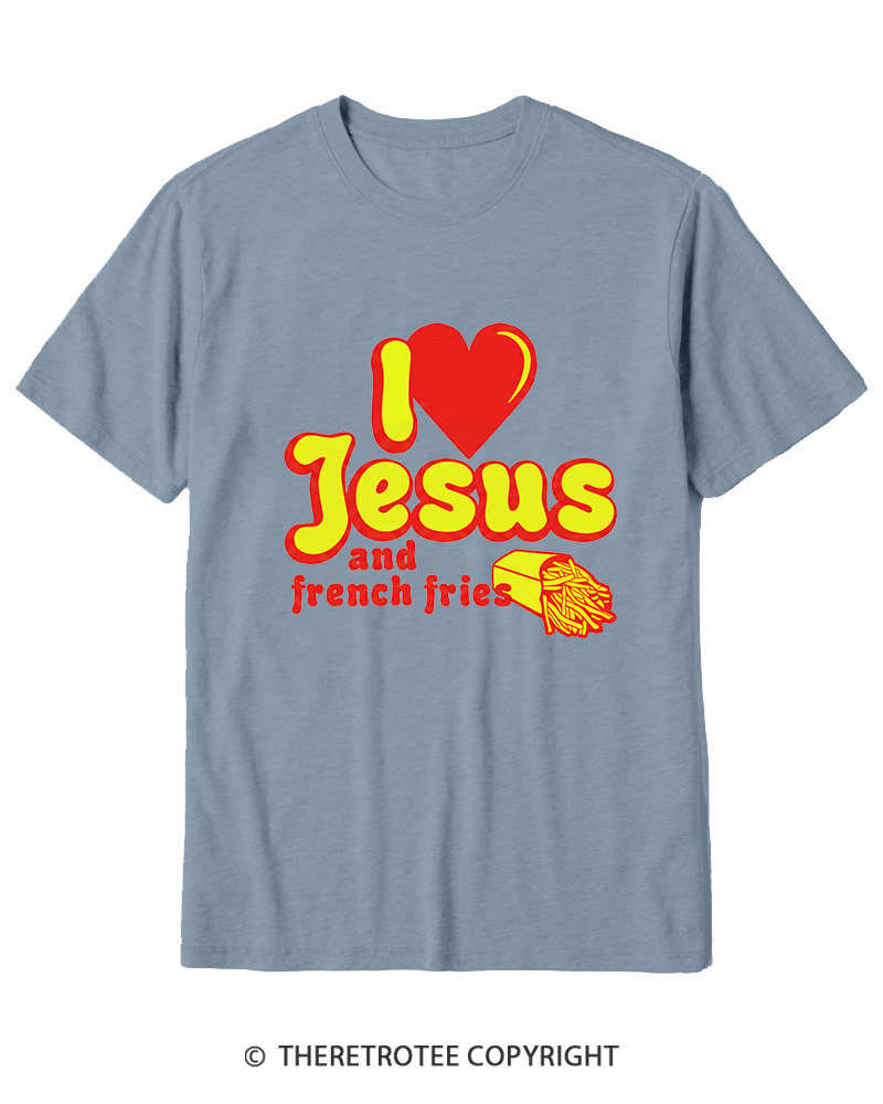 TheRetroTee I Heart Jesus And French Fries Vintage Graphic Cotton T-Shirt