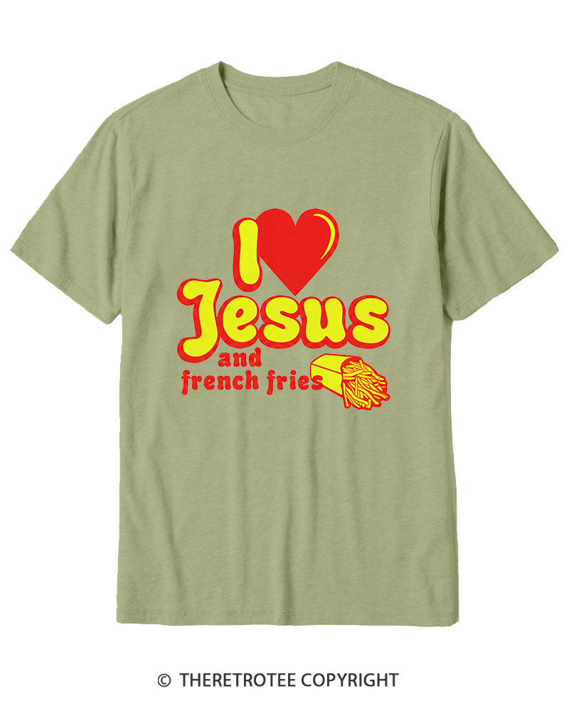 TheRetroTee I Heart Jesus And French Fries Vintage Graphic Cotton T-Shirt