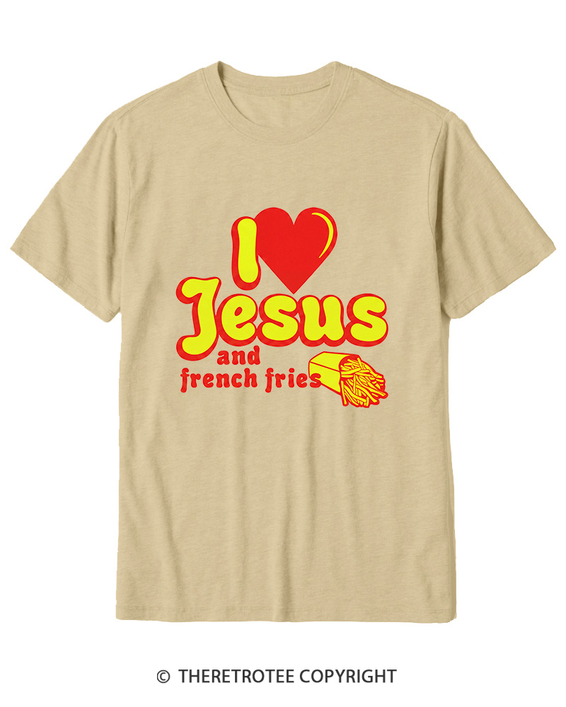TheRetroTee I Heart Jesus And French Fries Vintage Graphic Cotton T-Shirt