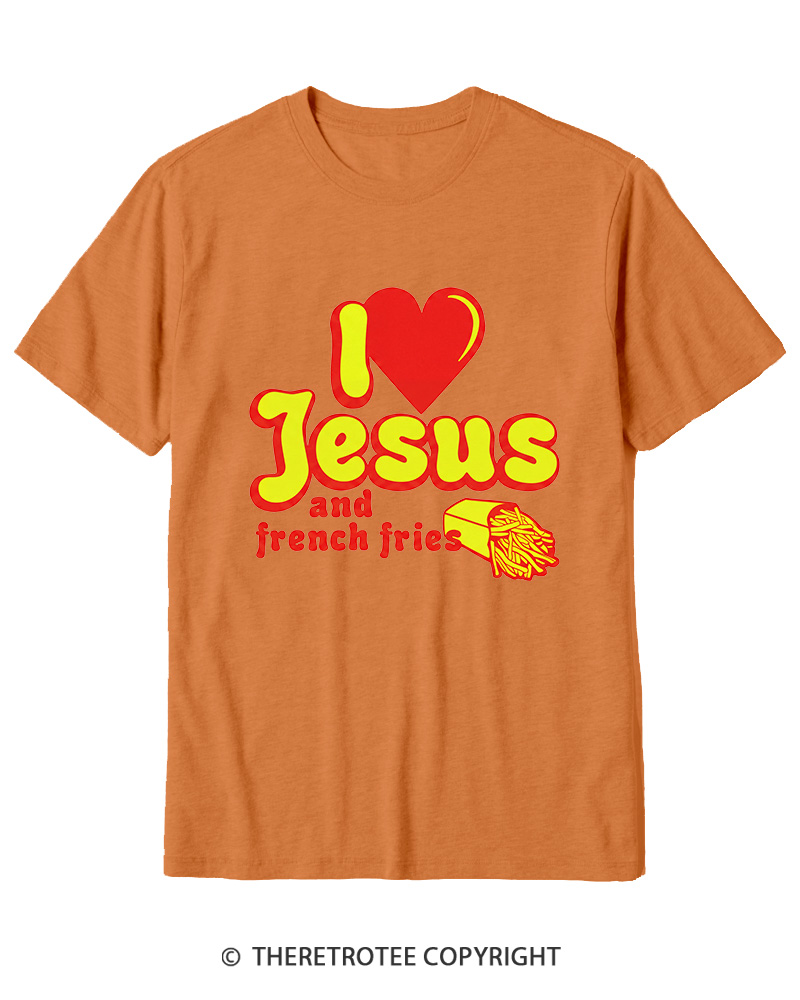 TheRetroTee I Heart Jesus And French Fries Vintage Graphic Cotton T-Shirt