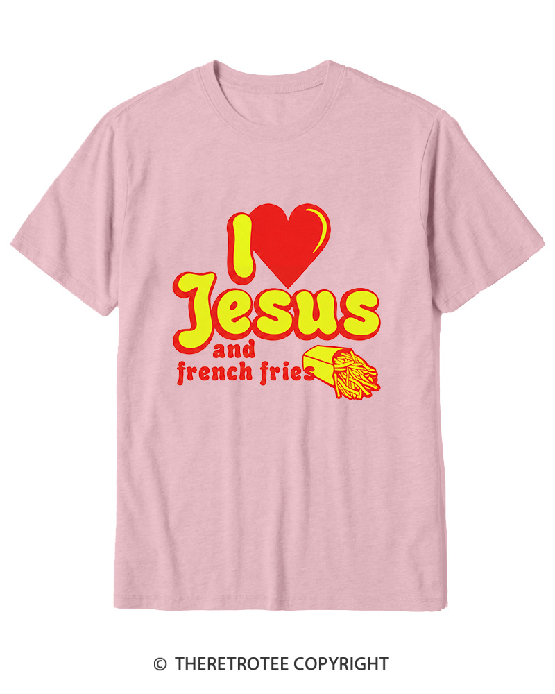 TheRetroTee I Heart Jesus And French Fries Vintage Graphic Cotton T-Shirt
