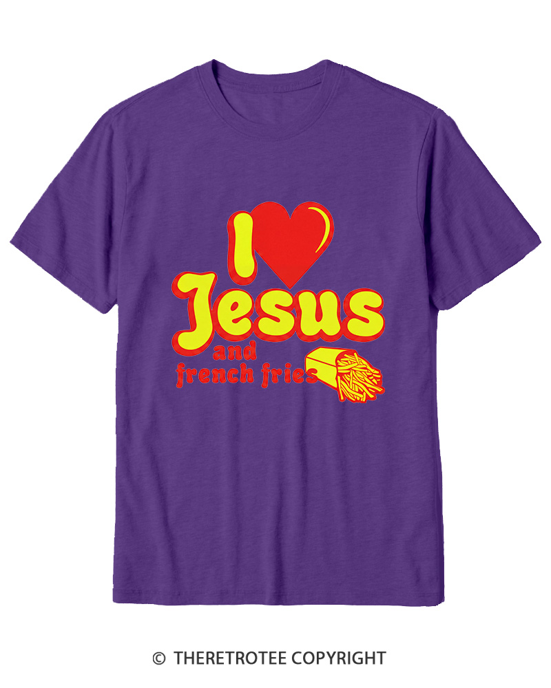 TheRetroTee I Heart Jesus And French Fries Vintage Graphic Cotton T-Shirt