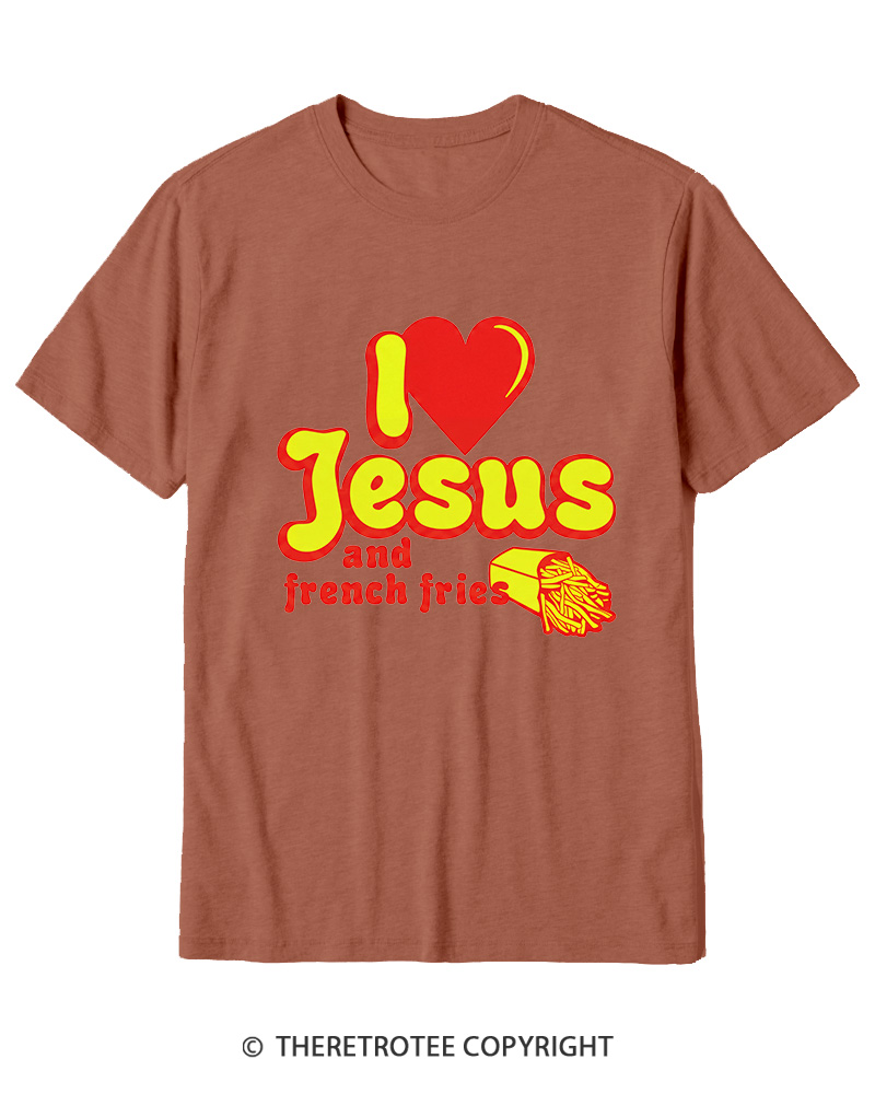 TheRetroTee I Heart Jesus And French Fries Vintage Graphic Cotton T-Shirt