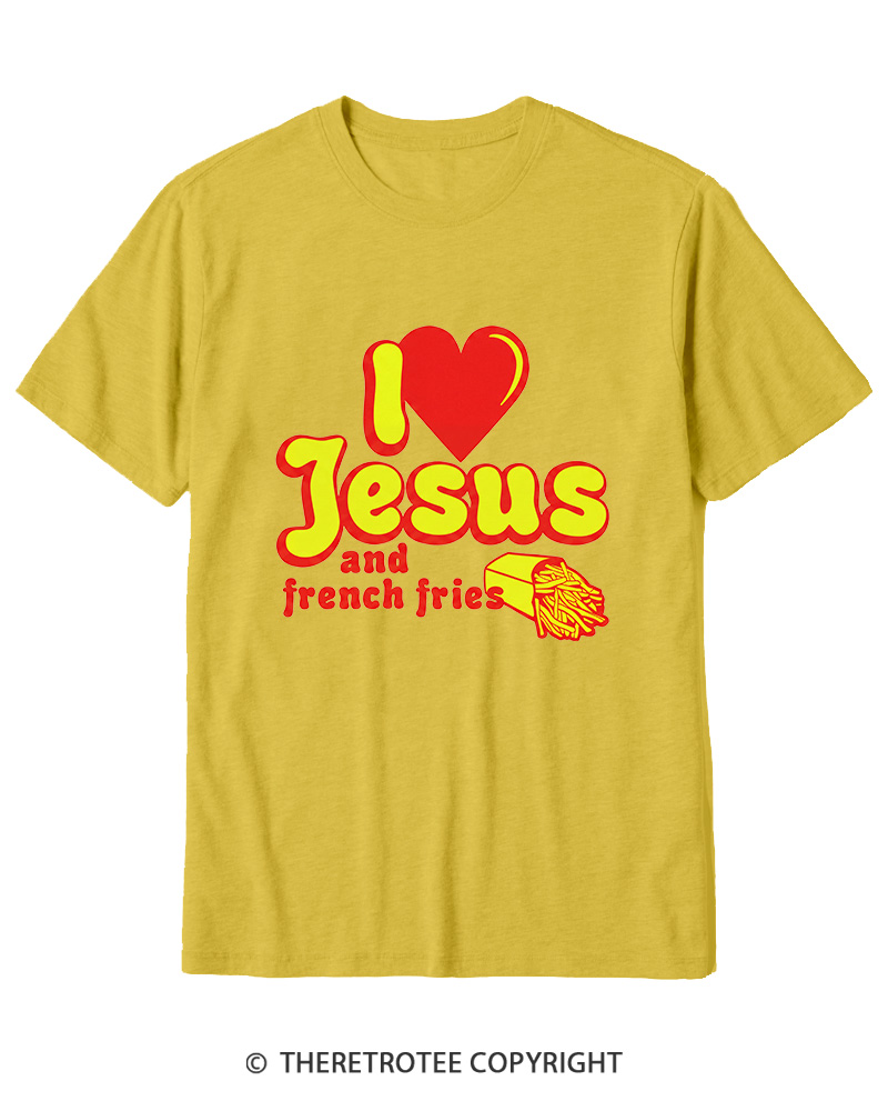 TheRetroTee I Heart Jesus And French Fries Vintage Graphic Cotton T-Shirt