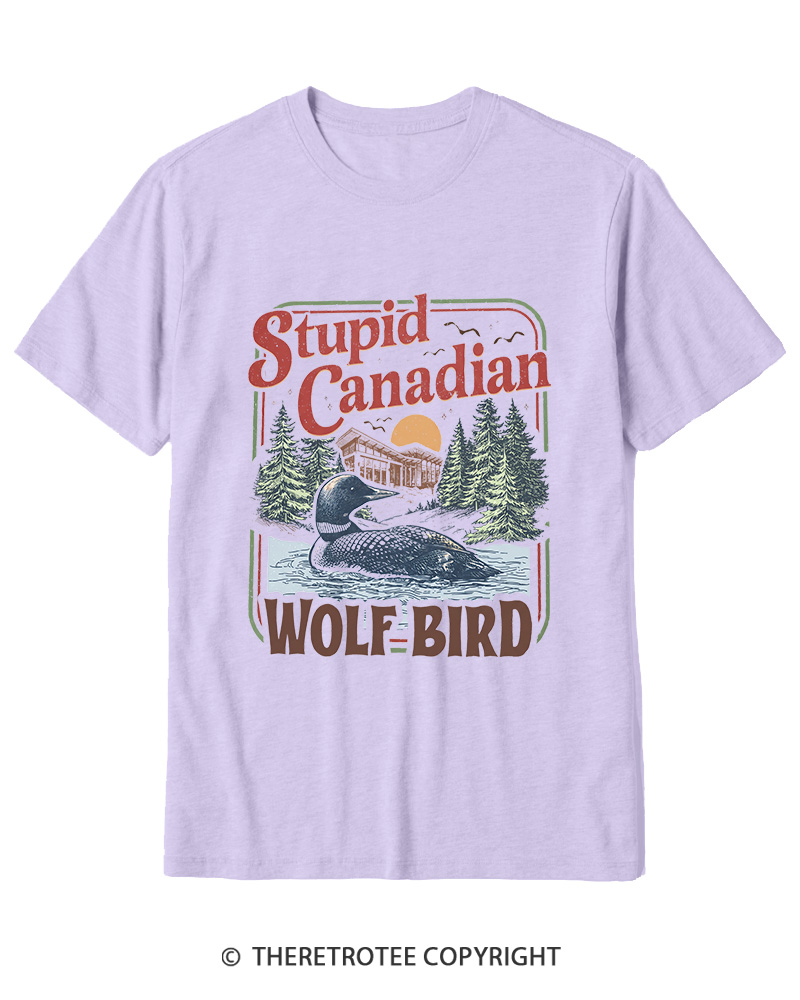 TheRetroTee Stupid Canadian Wolf Bird 1980s Cotton T-Shirt