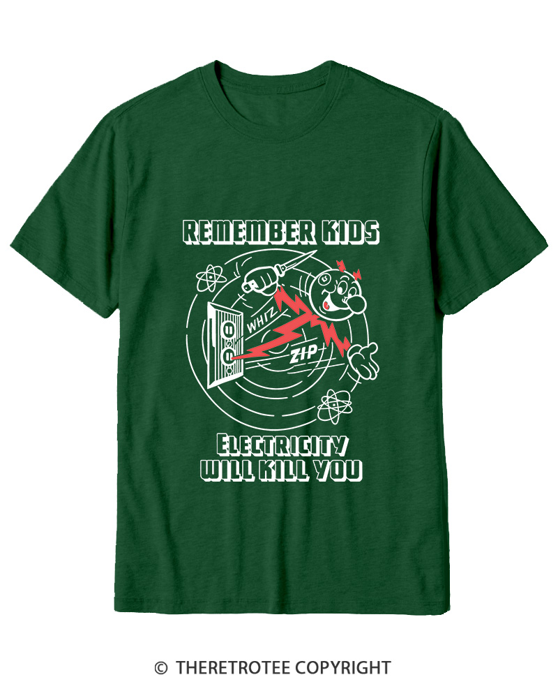 TheRetroTee Electricity Will Kill You 1960s Cotton T-Shirt