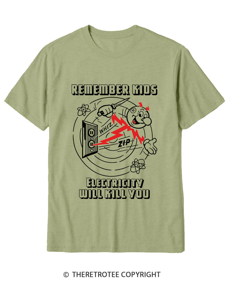 TheRetroTee Electricity Will Kill You 1960s Cotton T-Shirt