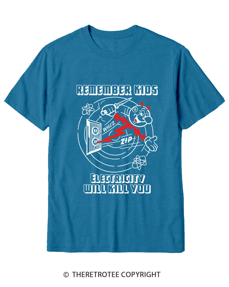 TheRetroTee Electricity Will Kill You 1960s Cotton T-Shirt