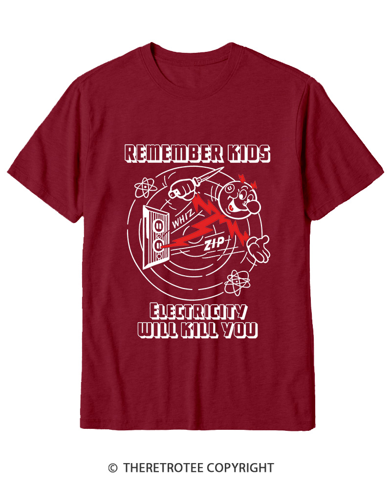 TheRetroTee Electricity Will Kill You 1960s Cotton T-Shirt