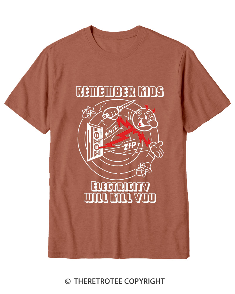 TheRetroTee Electricity Will Kill You 1960s Cotton T-Shirt