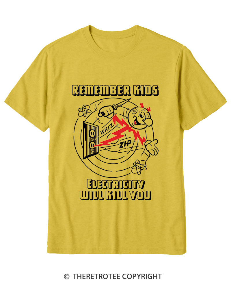 TheRetroTee Electricity Will Kill You 1960s Cotton T-Shirt