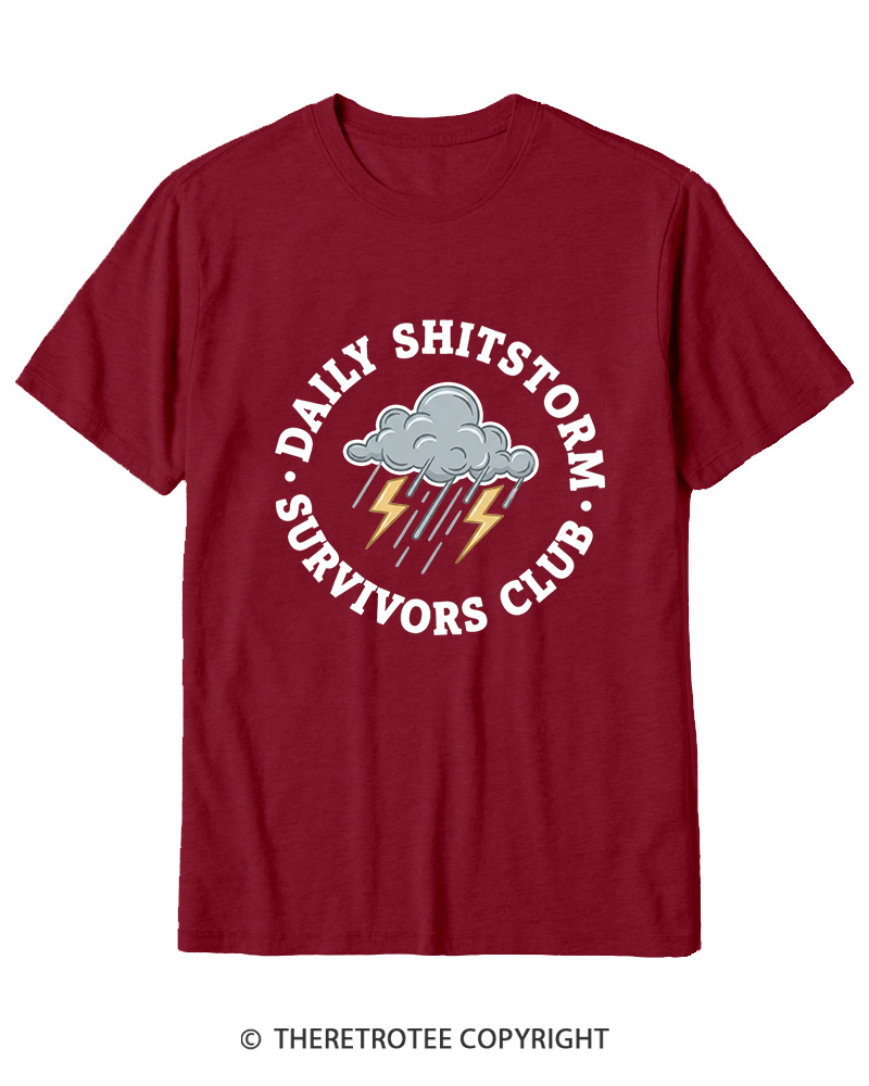 TheRetroTee Daily Shitstorm Survivors Club 1990s Cotton T-Shirt