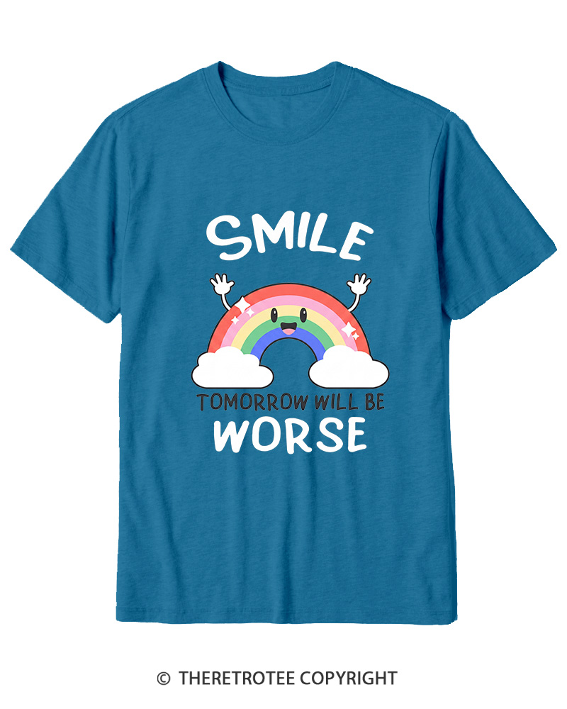 TheRetroTee Smile Tomorrow Will Be Worse 1990s Cotton T-Shirt