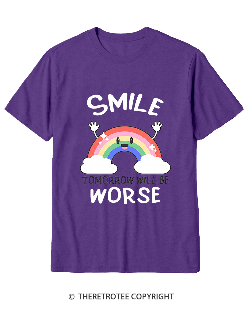TheRetroTee Smile Tomorrow Will Be Worse 1990s Cotton T-Shirt