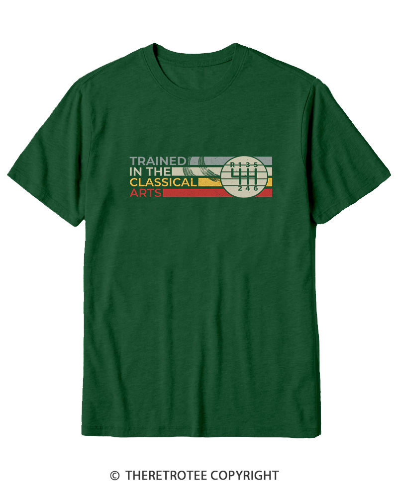 TheRetroTee Trained In The Classical Arts Speed Manual Transmission 1980s Cotton T-Shirt