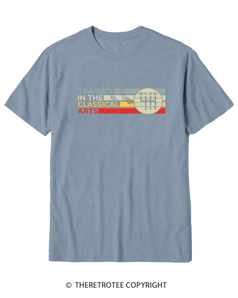 TheRetroTee Trained In The Classical Arts Speed Manual Transmission 1980s Cotton T-Shirt