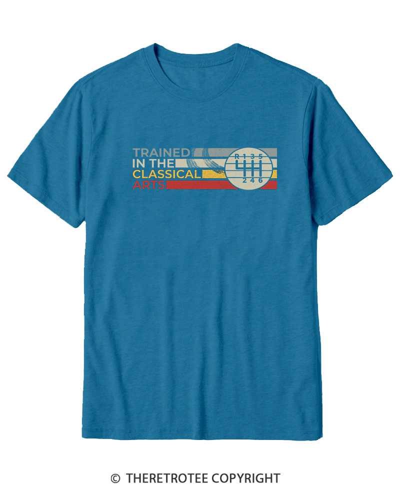 TheRetroTee Trained In The Classical Arts Speed Manual Transmission 1980s Cotton T-Shirt