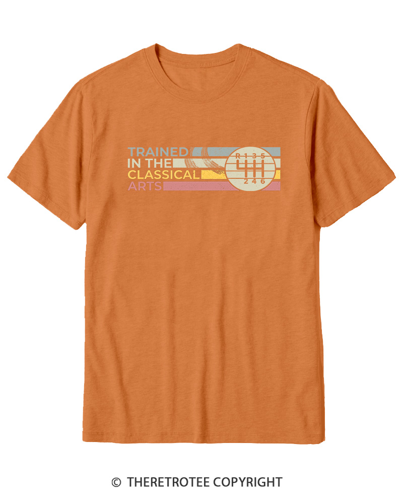 TheRetroTee Trained In The Classical Arts Speed Manual Transmission 1980s Cotton T-Shirt