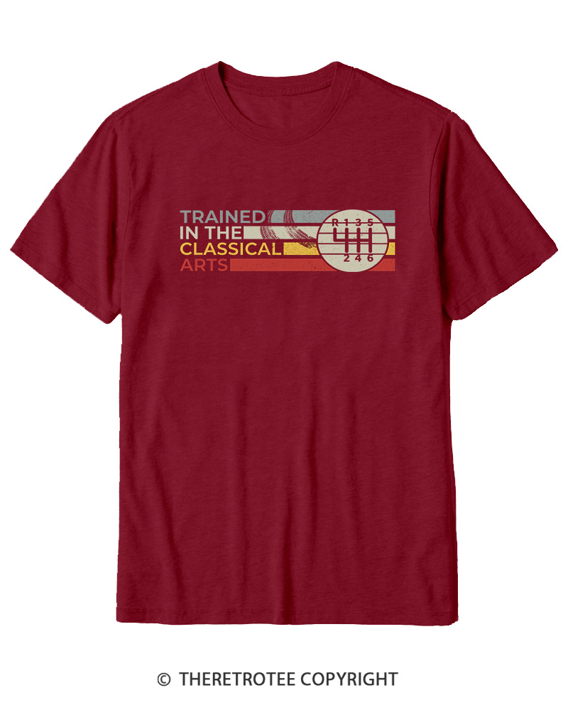 TheRetroTee Trained In The Classical Arts Speed Manual Transmission 1980s Cotton T-Shirt
