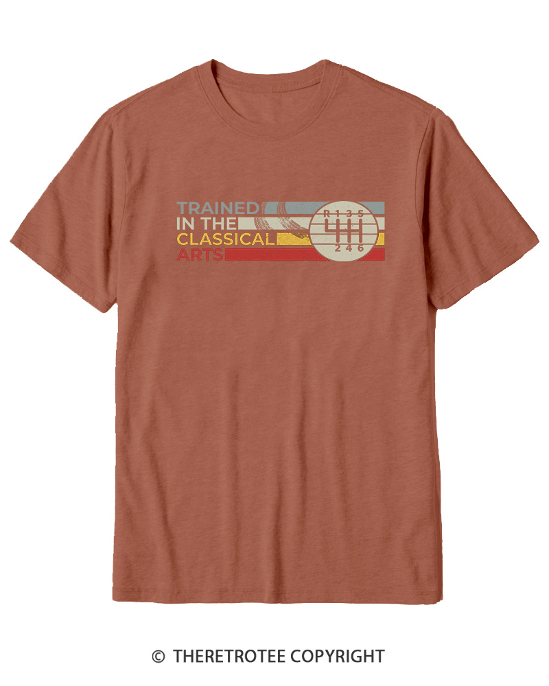 TheRetroTee Trained In The Classical Arts Speed Manual Transmission 1980s Cotton T-Shirt