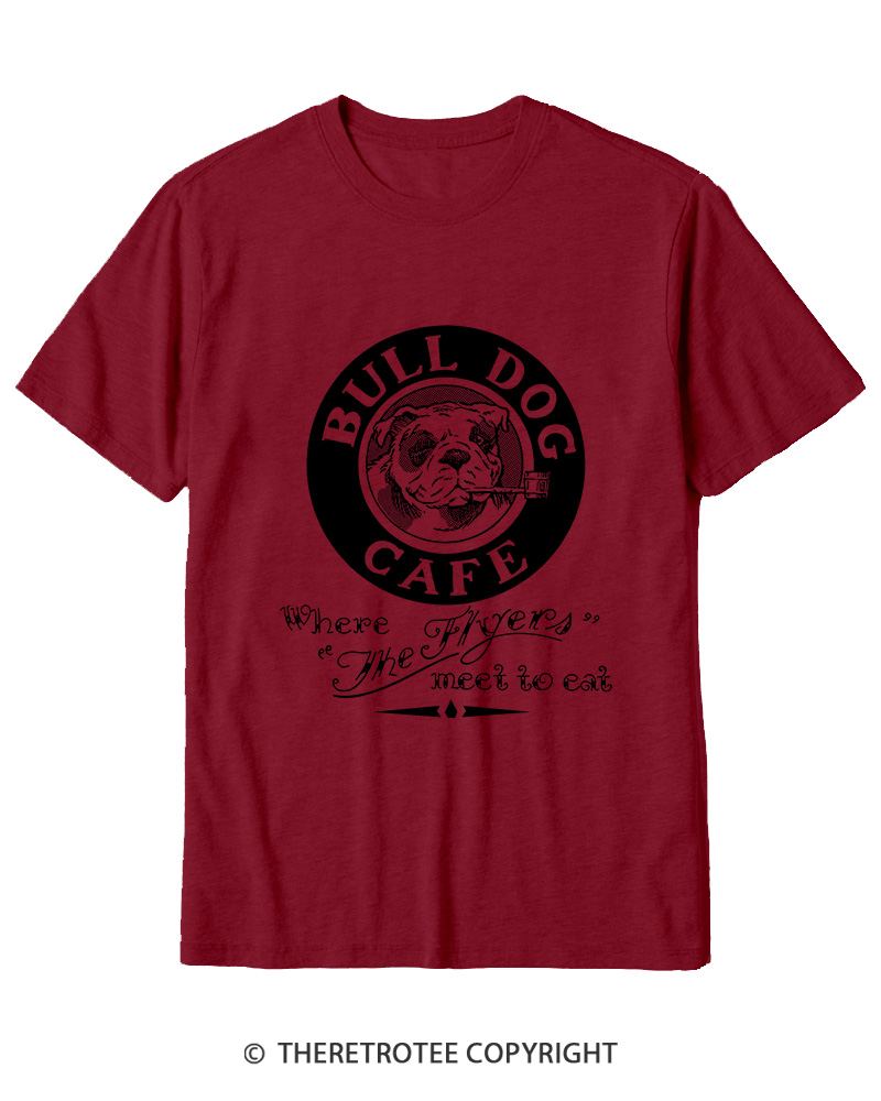 TheRetroTee Bulldog Cafe 1980s Cotton T-Shirt