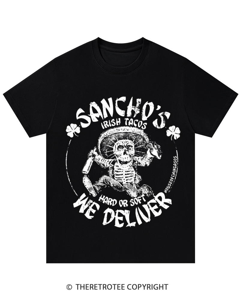 TheRetroTee Sancho's Hard Or Soft We Deliver St. Patrick's Day T-Shirt