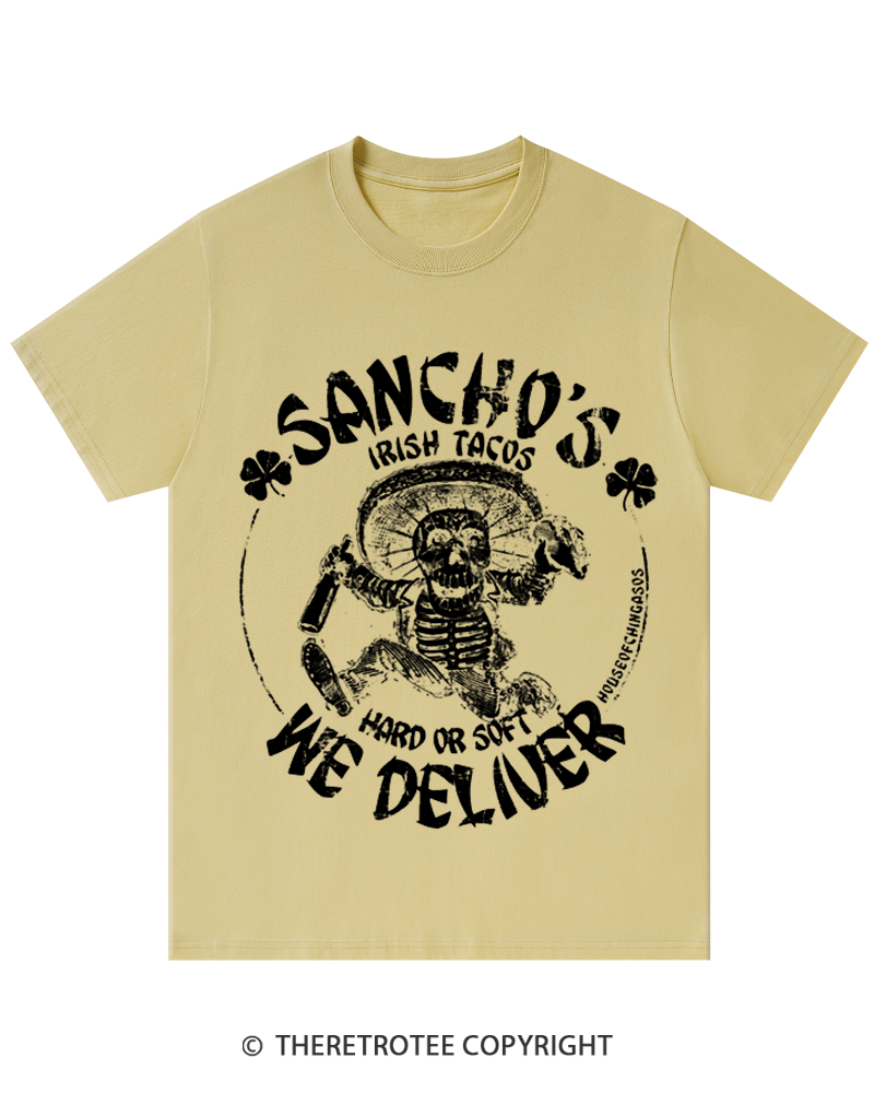 TheRetroTee Sancho's Hard Or Soft We Deliver St. Patrick's Day T-Shirt
