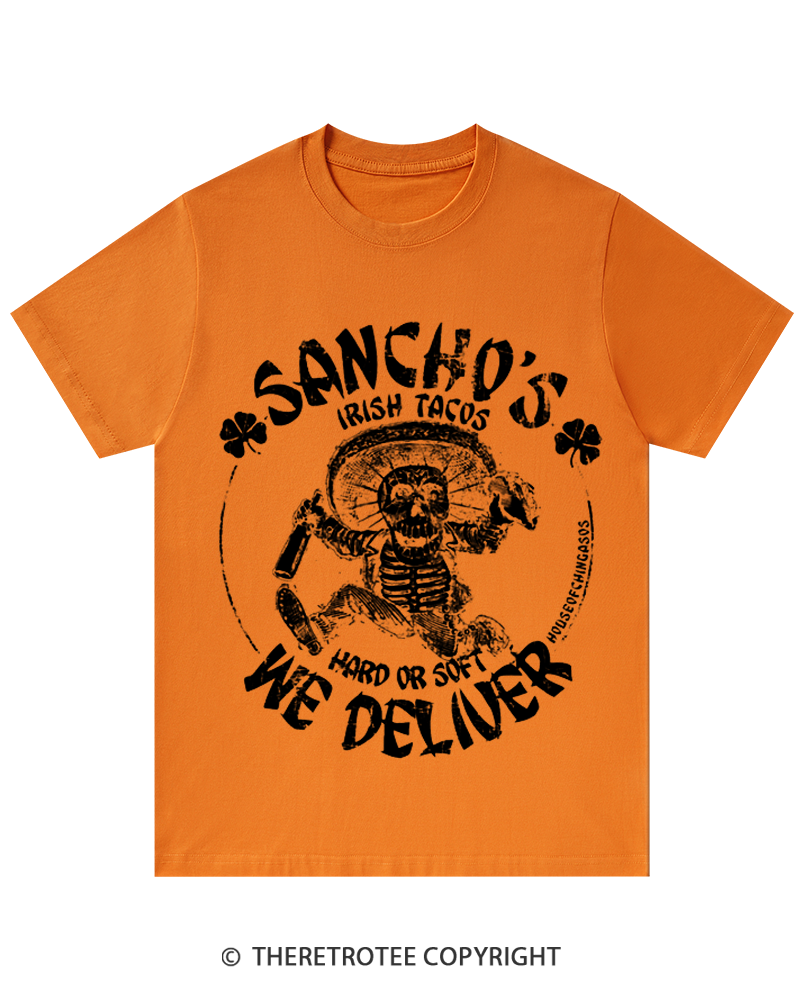 TheRetroTee Sancho's Hard Or Soft We Deliver St. Patrick's Day T-Shirt