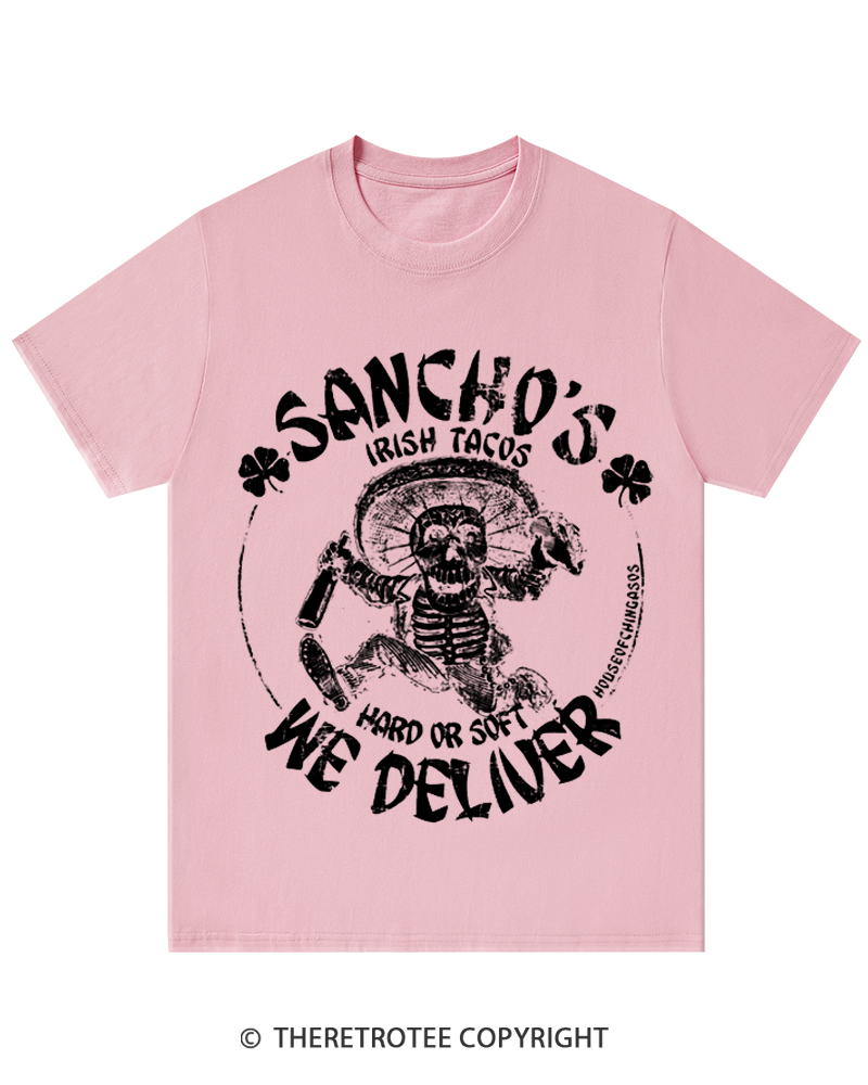 TheRetroTee Sancho's Hard Or Soft We Deliver St. Patrick's Day T-Shirt
