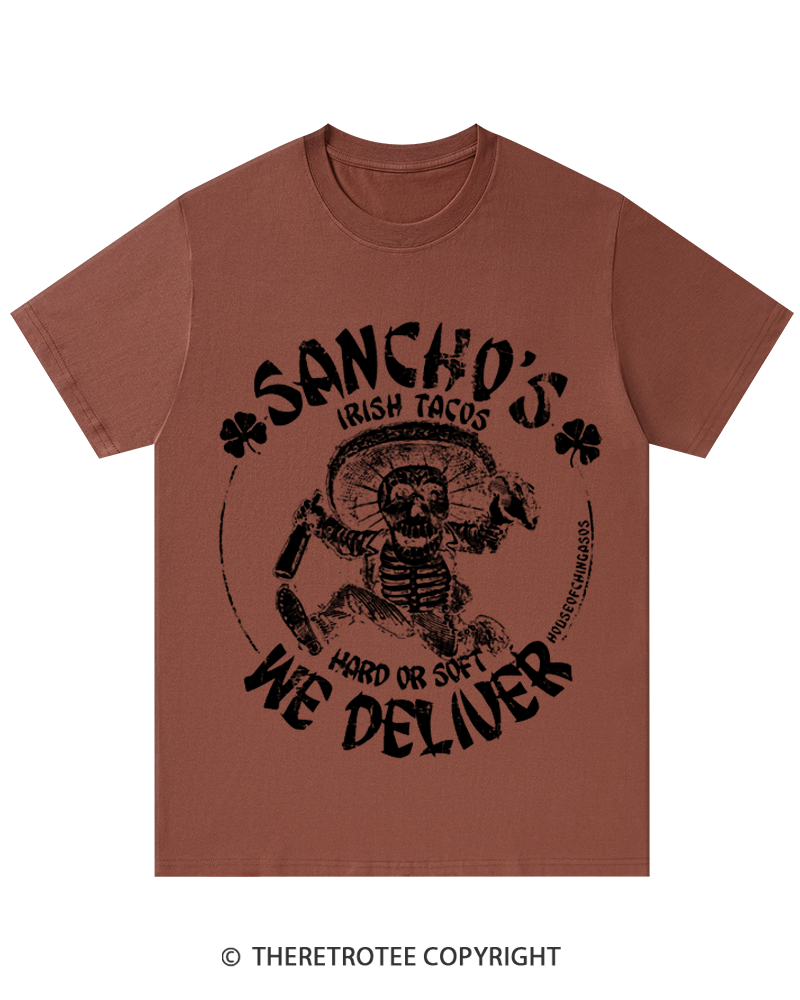 TheRetroTee Sancho's Hard Or Soft We Deliver St. Patrick's Day T-Shirt