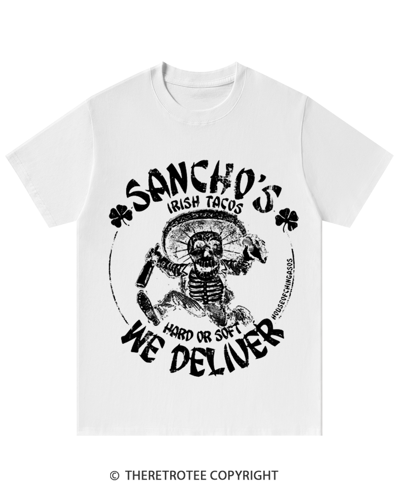 TheRetroTee Sancho's Hard Or Soft We Deliver St. Patrick's Day T-Shirt