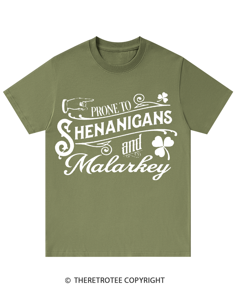 TheRetroTee Prone to Shenanigans and Malarkey St. Patrick's Day T-Shirt