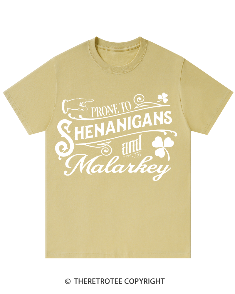 TheRetroTee Prone to Shenanigans and Malarkey St. Patrick's Day T-Shirt