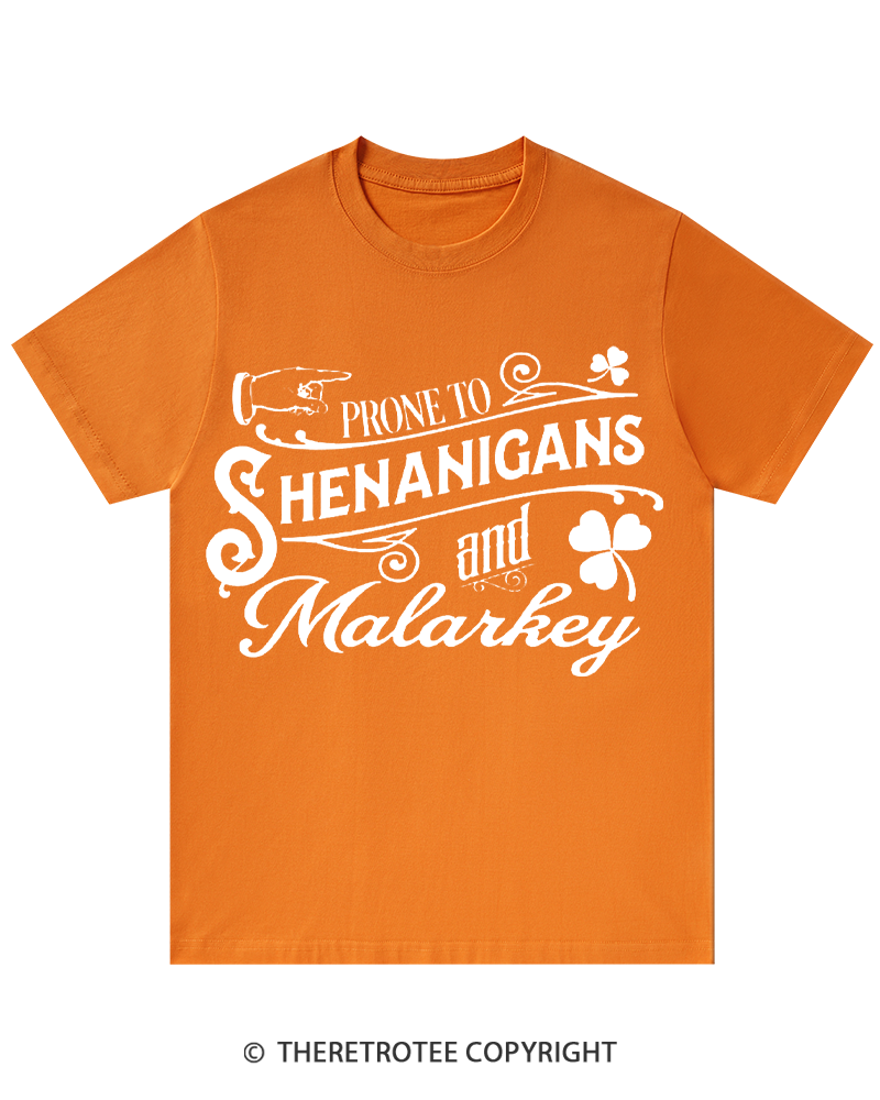 TheRetroTee Prone to Shenanigans and Malarkey St. Patrick's Day T-Shirt