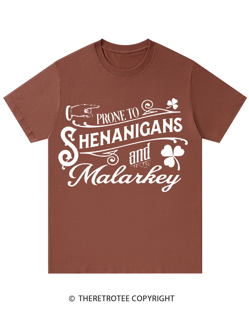 TheRetroTee Prone to Shenanigans and Malarkey St. Patrick's Day T-Shirt