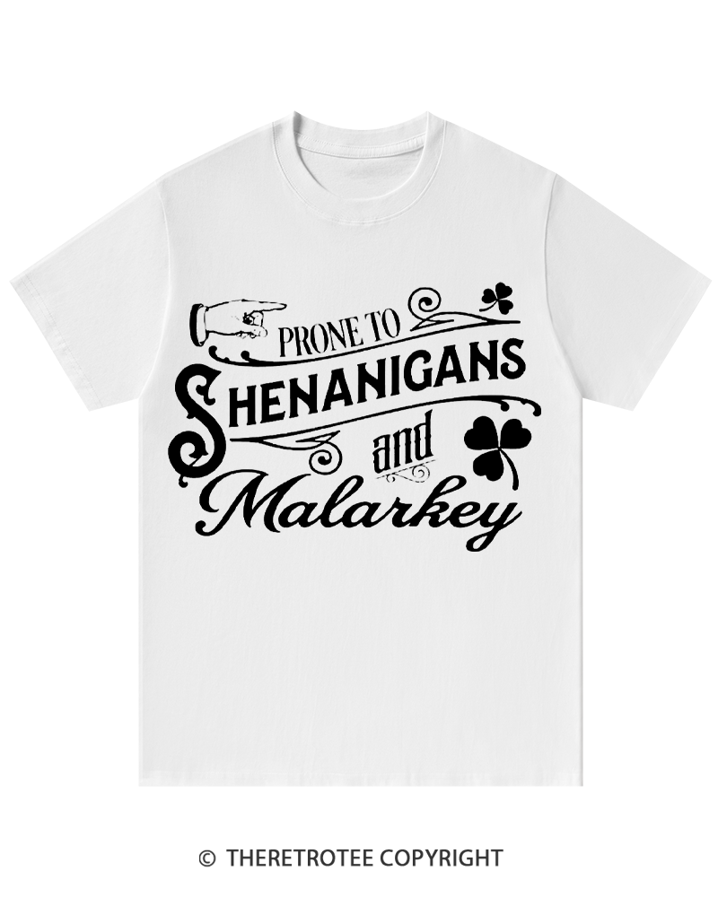 TheRetroTee Prone to Shenanigans and Malarkey St. Patrick's Day T-Shirt
