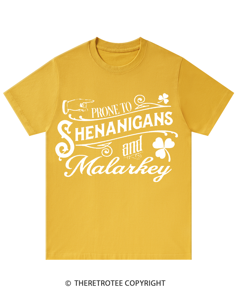 TheRetroTee Prone to Shenanigans and Malarkey St. Patrick's Day T-Shirt