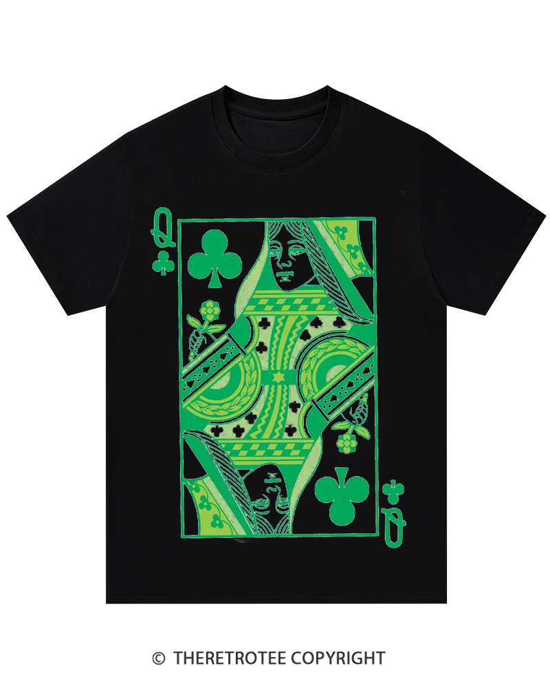 TheRetroTee Queen Of Clubs St. Patrick's Day T-Shirt