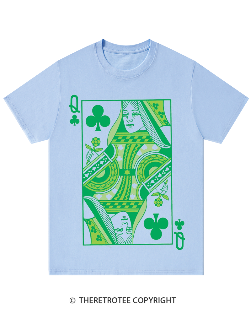 TheRetroTee Queen Of Clubs St. Patrick's Day T-Shirt